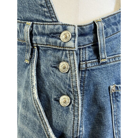 7 FOR ALL MANKIND  Light Wash Denim Overall Raw Hem  Dress. Womens Sz‎ Med - Picture 3 of 8